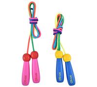 OTraki Corde à Sauter Enfant, Lot de 2 Corde Enfant, Réglable Poignée en Bois Antidérapantes Corde de Coton Colorée, 2.5M Jump Rope pour Garçon Fille Fitness Training Exercice Activités de Plein
