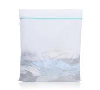 OTraki Grand filet à linge - 70 x 90 cm - Blanc - Avec fermeture éclair - Pour machine à laver - Sac à linge de voyage réutilisable - Sac à linge pour machine à laver, manteaux, avant