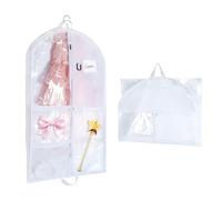 OTraki Housse pour Robes de Princesse et Danse Enfant 100x60cm Pliable Blanc Sac à Suspendre pour Tutu et Costume de Scène avec 4 Poches et Porte-étiquette Imperméable