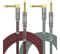 OTraki Lot de 2 Câble Guitare Électrique Mâle vers Mâle 6.35 mm TS Câble Jack Guitare Tweed Tissé Cordon d'instrument Audio pour Guitare Électrique Basse Clavier Orateur Amplificateur