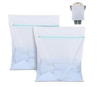 OTraki Lot de 2 Filet Linge Machine à Laver 50x60cm Sacs de Lavage Machine à Laver avec Fermeture Éclair, Filet de Lavage pour Voyage, Chemisier, Chaussettes, Sous-vêtements, Vêtements de Bébé (Blanc)