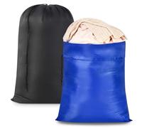 OTraki Lot de 2 Grand Sacs à Linge Pliable,70x115cm Sac Linge Sale Voyage,Grand Sacs à Linge Pliable avec Cordon de Serrage,Laundry Bag Wet Dry Bag pour Chemises, Vestes, Bleu+Noir