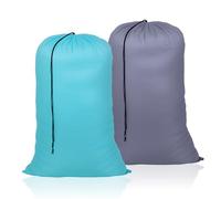 OTraki Lot de 2 Sac à Linge Large,70 x 115cm Sac Linge Sale Pliables avec Cordon de Serrage,Sac de Rangement Grande,Sacs en Tissu Sacs de Blanchisserie Léger pour Chambre Salle de Bain(Gris + Bleu)