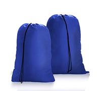 OTraki Lot de 2 Grand Sac à Linge Sale Voyage 60 x 80 cm Pliable Sac à Linge Sac de Rangement Cordon de Serrage pour Paniers à Linge Corbeilles à Linge Jouets Maison Dortoir Camp Collège (Bleu)