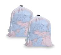 OTraki Lot de 2 sacs à linge blancs en maille fine (30 x 40 cm) avec cordon de serrage, idéaux pour soutiens-gorge, chaussettes, chemises, vêtements de bébé, t-shirts, jupes, serviettes et foulards.