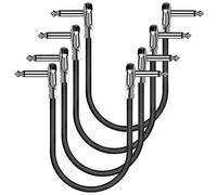 OTraki Lot de 4 câbles de raccordement de type L en cuivre de qualité supérieure de 0,3 m, prises à angle droit de 6,35 mm, câble audio de 0,3 m pour pédales d'effet, connecteur de type crêpe