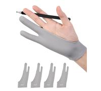OTraki Lot de 4 Gant de Dessin Anti Fouling, Gant Tablette Graphique pour Droitier Gaucher Gants d’artiste Élastiques pour iPad et Croquis sur Papier, Gris
