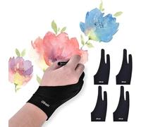 OTraki Lot de 4 Gant Dessin, Gant Tablette Graphique Anti Fouling Élastique Gants à 2 Doigts Gants d’artiste pour Dessiner sur Pad Enfants Adolescents(7x19cm, Noir)