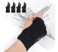 OTraki Lot de 4 gants d'artiste à 3 couches pour main droite et gauche, gants de dessin anti-salissure avec deux doigts pour iPad, tablette, dessin, art, création, papier, croquis