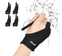 OTraki Lot de 4 Gants de Dessin Élastiques pour Tablette Droitier Gaucher, Gant d'artiste Anti-fouling Gants à Deux Doigts pour Dessiner Tablette Graphique et Pad Pro (8.5x20cm, Noir)