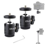OTraki Mini Rotule Photo 2 Pièces Pivotante 360° Rotule de Fixation Mini Tête avec 1/4 Vis et Hot Shoe Adaptateur Amovible, Ball Head Support pour Moniteur/Caméra Mount sur Monopied/Trépieds