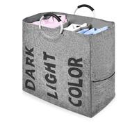 OTraki Panier à linge à 3 sections avec poignée 106 L, panier divisé à 3 compartiments pour linge, robuste, pliable, pour vêtements sales, sac trié pour l'école, le dortoir, la chambre à coucher, la