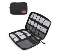OTraki Pochette Rangement Cable 25x18x3 Cm, Étanche Sac De Câble De Voyage Sac Gadget Pochette Électronique Portable, Organisateur De Cable Accessoires Voyage Pour Disques Durs, Câbles (Noir)