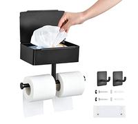 OTraki Porte Rouleau Papier Toilette Murale Papier Toilette Adhesif sans Percage avec Boîte à Mouchoirs Acier Inoxydable Porte Rouleau Papier Toilette pour Salle de Bain Cuisine