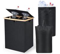 OTraki Poubelle Tri Selectif 2 Bac, 140L Poubelle Recyclage avec Couvercle Système de Séparation Des Déchets avec 2 Sacs Transport Grande Capacité Collecteur De Bouteilles