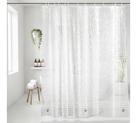 OTraki Rideau de Douche 180 x 200cm, 3D Semi-Transparent EVA Rideau Douche Anti Moisissure Rideau Salle De Bain Lavable Rideau Baignoire Imperméable avec Ourlet lesté et 12 Anneau