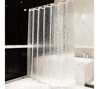 OTraki Rideau de Douche 200 x 200 cm Semi Transparent Rideau de Douche Anti Moisissure Rideaus de Baignoire EVA Imperméable Lavable 3D Salle de Bain Rideau avec 13 Crochet sans PVC