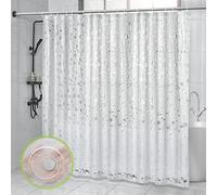 OTraki Rideau de Douche Transparent Anti Moisissure Rideau Douche 240x200 Imperméable Rideau de Baignoire Lavable EVA Rideau de Bain 3D Modèle de Bague Rideau de Salle de Bain avec 16 Crochets