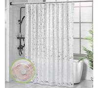 OTraki Rideau de Douche Anti Moisissure 180 x 200 cm Semi Transparent EVA Rideaus de Baignoire Imperméable Lavable Rideau de Bain avec 12 Anneaux Rideau de Salle de Bain