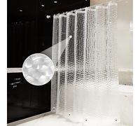 OTraki Rideau Douche Semi Transparent, 72 x 78 inch Ultra Long Rideaux de Douche, 3D Rideau de Douche Lesté, Anti Moisissure, Lavable avec 12 Anneaux sans