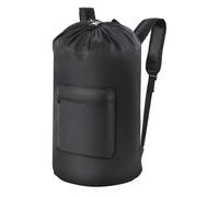 OTraki Sac à dos à linge avec bretelles réglables - Sac à linge extra large avec cordon de serrage - Robuste - Sac à dos de voyage avec poignée - Sac à linge pour dortoir et camping, noir