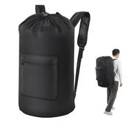 OTraki Sac À Linge Sac À Dos 81 × 41 Cm, Sac À Linge Sale Voyage Avec Bandoulière Et Poche Panier Linge Pliable Pochette Rangement Jouet Pour Camping Dortoir Appartements Buanderie Noir