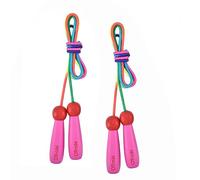 OTraki Skipping Rope for Children and Adults, Pack of 2 Adjustable Skipping Ropes, Wooden Handle, Non-Slip Coloured Cotton Rope for Boys, Girls, Fitness, Training, Exercise, Outdoor Activities