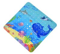 OTraki Tapis de Bain Antidérapant, 53x53cm Tapis de Bain Animaux Marins, Tapis de Bain Cartoon avec Trous de Drainage et ventouses, Lavable en Machine, Tapis de Baignoire Antidérapant Bebe, Bleu