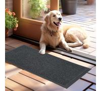 OTraki Tapis d'entrée 43,5 x 75 cm, envers en PVC, lavable en machine, tapis d'extérieur rayé, tapis d'intérieur résistant aux taches, convient aux chiens/entrées/portes d'entrée/couloirs (gris).