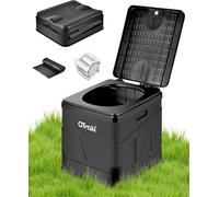 OTraki Toilette Portable Adulte, Toilette Camping avec Couvercle WC Portable Pot De Chambre Toilette Seche avec Support Solide Toilette Camping Car Pliable légère, Noir