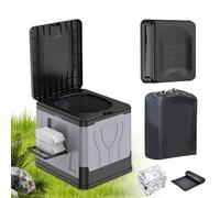 OTraki Toilettes de camping pliables, mobiles, jusqu'à 150 kg, avec coagulant, séparation sèche, avec porte-mouchoirs, pour la randonnée et les urgences, gris-noir