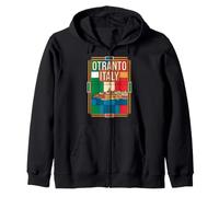Otrante Drapeau Italie Château Aragonais Forteresse côtière Vintage Sweat à Capuche