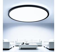 OTREN Plafonnier LED 52W, 5200LM Moderne Rond Luminaire Intérieur, IP44 Etanche Lumière de Salle de Bain, Ultra Mince Noir Lampe de Plafon pour Salon Chambre Cuisine Bureau, Blanc Froid 6500K, Ø50cm