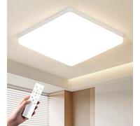 OTREN Plafonnier LED Dimmable, 30cm 48W 4800lm 3000K-6500K, Blanc | Luminaire Plafond avec Télécommande IP44 Étanche pour Salle de Bain Cuisine, Lampe pour Salon Chambre Couloir Balcon