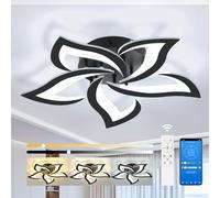 OTREN Plafonnier LED Dimmable Moderne, Luminaire Plafoniera da Soggiorno con Telecomando e APP, 3000k-6500k Lampe de Plafond pour Salon, Chambre, Salle à Manger(5 TêTes Pétales/ø60cm)