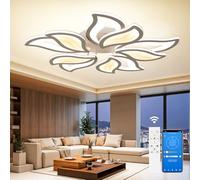 OTREN Plafonnier LED Dimmable Moderne, Luminaire Plafonnier Salon con Telecomando e APP, Timer e Funzione di Memoria, 3000k-6500k Lampe Plafond pour Chambre, Salle à Manger(5 TêTes Pétales/ø70cm)