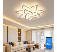 OTREN Plafonnier LED Dimmable Moderne, Luminaire Plafonnier Salon con Telecomando e APP, Timer e Funzione di Memoria, 3000k-6500k Lampe Plafond pour Chambre, Salle à Manger(10TêTes Pétales/ø80cm)