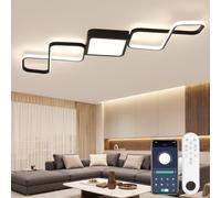 OTREN Plafonnier LED Dimmable pour Salon avec Télécommande,112 cm 54 W | Luminaire de Plafond Moderne avec Fonction Mémoire, Structure en Losanges pour Chambre et Cuisine