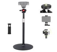 OTREST Support Bureau pour Webcam avec Support Téléphone, Rotule 360°, Filetage 1/4" Compatible avec Logitech BRIO C920, Support Bureau Webcam Hauteur Réglable pour Tiktok/Youtube Streaming, DS012