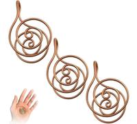 OTroyllvaoT Bagues spirales en cuivre pour la main, bagues spirales Reiki pour la méditation et la guérison énergétique, manchettes énergétiques faites à la main pour femmes et hommes (No Gem-3pcs)
