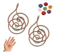 OTroyllvaoT Bagues spirales en cuivre pour la main, bagues spirales Reiki pour la méditation et la guérison énergétique, manchettes énergétiques faites à la main pour femmes et hommes (With Gem-2pcs)