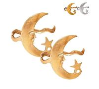 OTroyllvaoT Bracelet ouvert motif étoile et lune, manchette réglable lune et étoile, accessoire polyvalent idéal pour les femmes (Gold*2)