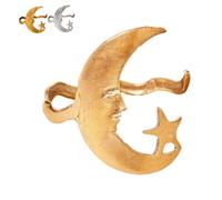 OTroyllvaoT Bracelet ouvert motif étoile et lune, manchette réglable lune et étoile, accessoire polyvalent idéal pour les femmes (Gold*1)