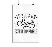 Otshirt Affiche Je suis Un Super Expert Comptable | Imprimé en France, Cadeau Humour décoration Murale Poster Citation Anniversaire