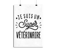 Otshirt Affiche Je suis Un Super vétérinaire | Imprimé en France, Cadeau Humour décoration Murale Poster Citation Anniversaire