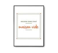 Otshirt Affiche Maison Sans Chat Maison Vide - Poster - Idée Affiche Décoration Cadeau Anniversaire Fête Original Famille Travail Départ Collègue Retraite Noël. - A4 - Kaki&Orange - 3