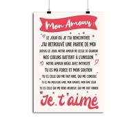 Otshirt Affiche Mon Amour | Imprimé en France, Cadeau Humour décoration Murale Poster Citation Anniversaire