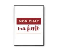 Otshirt Affiche Mon Chat ma Fierte - Poster - Idée Affiche Décoration Cadeau Anniversaire Fête Original Famille Travail Départ Collègue Retraite Noël. - A2 - Bordeaux&Rose - 4