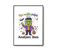 Otshirt Affiche Mon Monstre Prefere Cest Mon Analyste Data - Poster A4 - Idée Affiche Décoration Cadeau Anniversaire Fête Original Famille Travail Départ Collègue Retraite Noël.