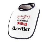 Otshirt Bavoir Priorite N1 dans ma vie C'est mon Greffier - Baby Bib - Idée Bavoir Bébé Cadeau Naissance Baby Shower Anniversaire Fête Original Famille Noël.